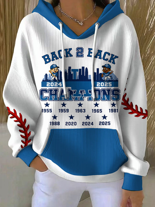 Women's Baseball Lover Champion Back 2 Back Printed Hoodie