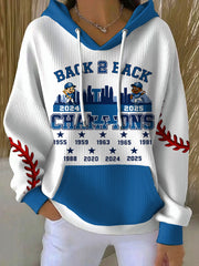 Women's Baseball Lover Champion Back 2 Back Printed Hoodie