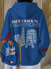 Women's Baseball Lover Champion Back 2 Back Printed Hoodie