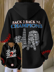 Women's Baseball Lover Champion Back 2 Back Printed Hoodie
