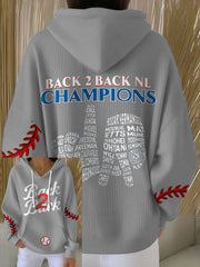Women's Baseball Lover Champion Back 2 Back Printed Hoodie