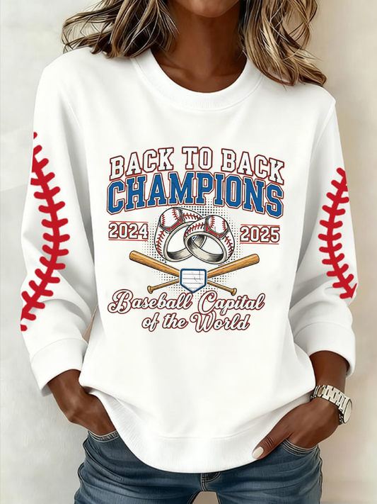 Women's Baseball Print Regular Sweatshirt