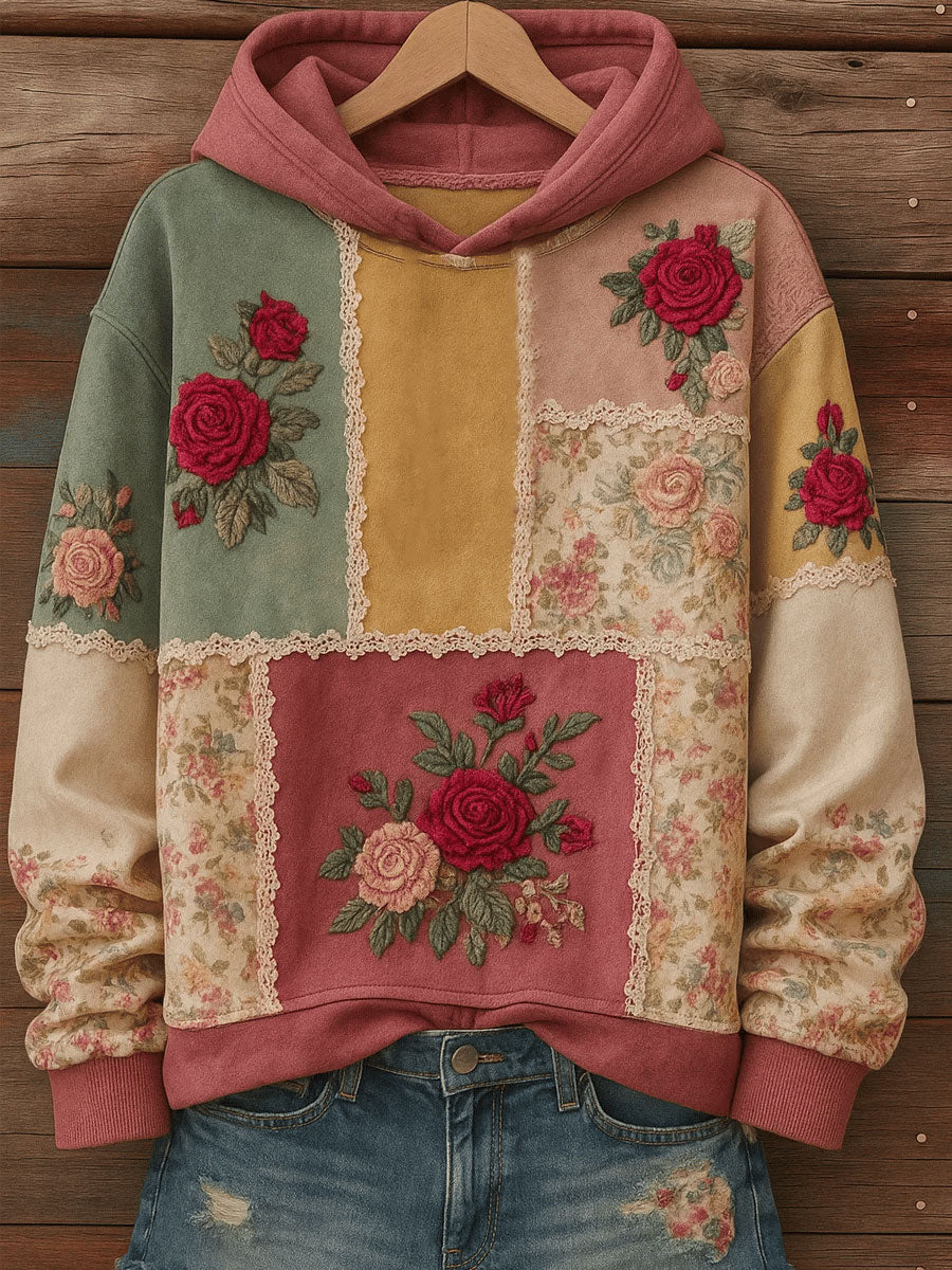 Women's Retro Art Floral Regular Sweatshirt