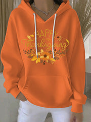 Women's Thanksgiving Print Casual Hoodie