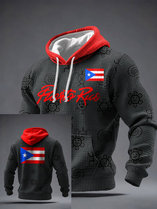 Men's Puerto Rico Flag Art Printed Hoodie