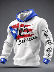 Men's Puerto Rico Flag Art Printed Hoodie