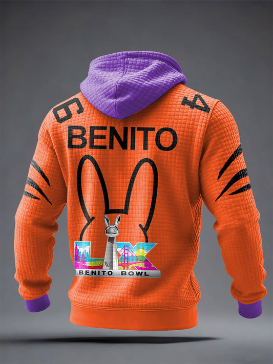 Men's Bunny Music Football Lover Tiger Printed Hoodie