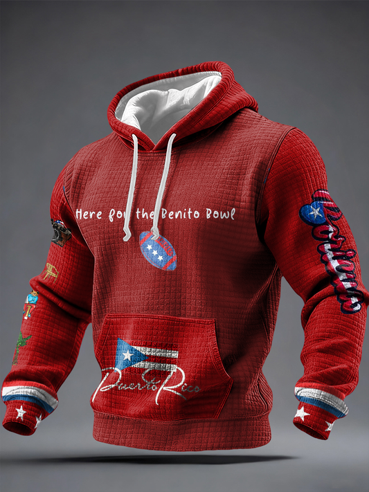 Men's Bunny Football Music Lover Printed Hoodie