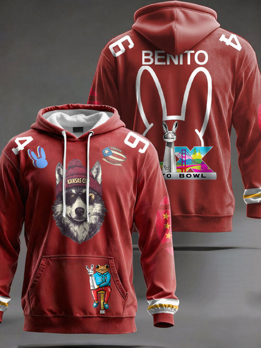 Unisex Bunny Music Football Lover Chiefs Printed Hoodie