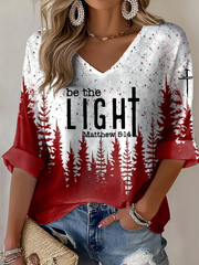 Women's Christmas Be The Light  Waffle T-shirt