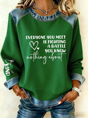 Women's Be Kind Denim Patchwork Top