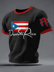 Men's Puerto Rico Flag Art Printed T-shirt