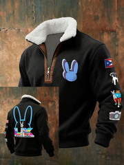 Men's Bunny Football Music Lover Printed Hoodie