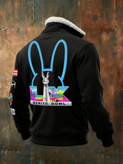 Men's Bunny Football Music Lover Printed Hoodie