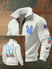 Men's Bunny Football Music Lover Printed Hoodie