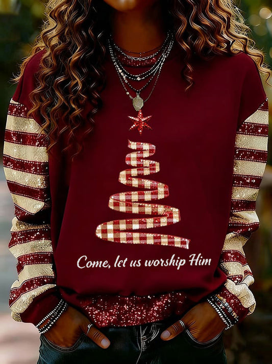 Women's Christmas Faith Print Casual Sweatshirt