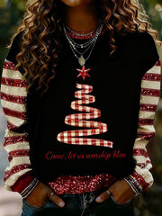 Women's Christmas Faith Print Casual Sweatshirt