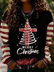 Women's Christmas Cross Print Casual Sweatshirt