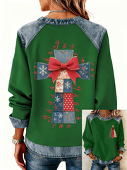 Women's Christmas Cross Print Casual Top