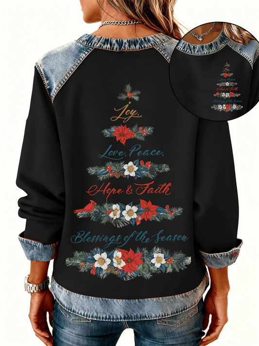 Women's Christmas Cross Print Casual Top