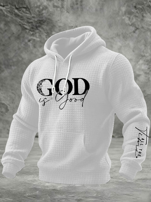 Men's God Is Good All The Time Checkered Cotton Hoodie