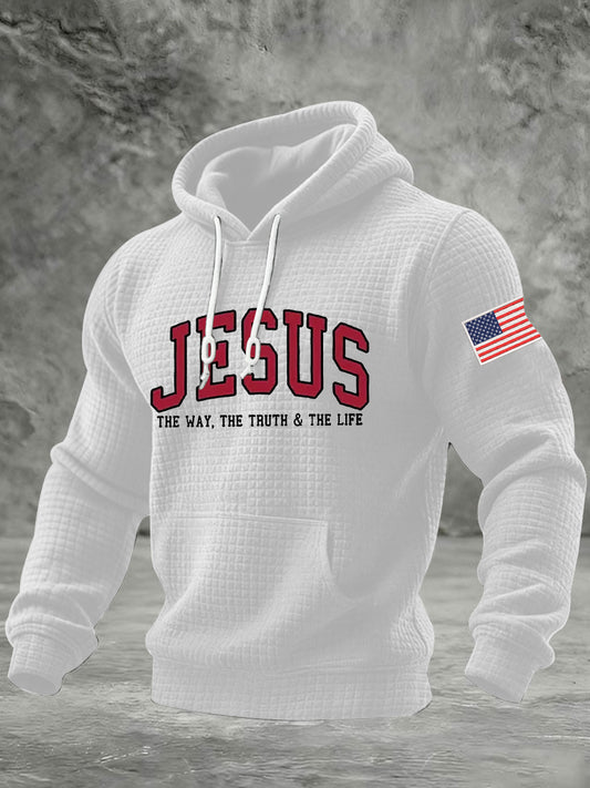 Men's  Jesus The Way The Truth The Life Checkered Cotton Hoodie