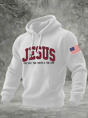 Men's  Jesus The Way The Truth The Life Checkered Cotton Hoodie