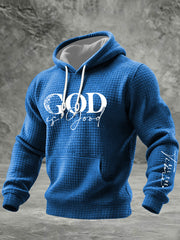 Men's God Is Good All The Time Checkered Cotton Hoodie
