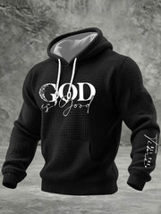 Men's God Is Good All The Time Checkered Cotton Hoodie