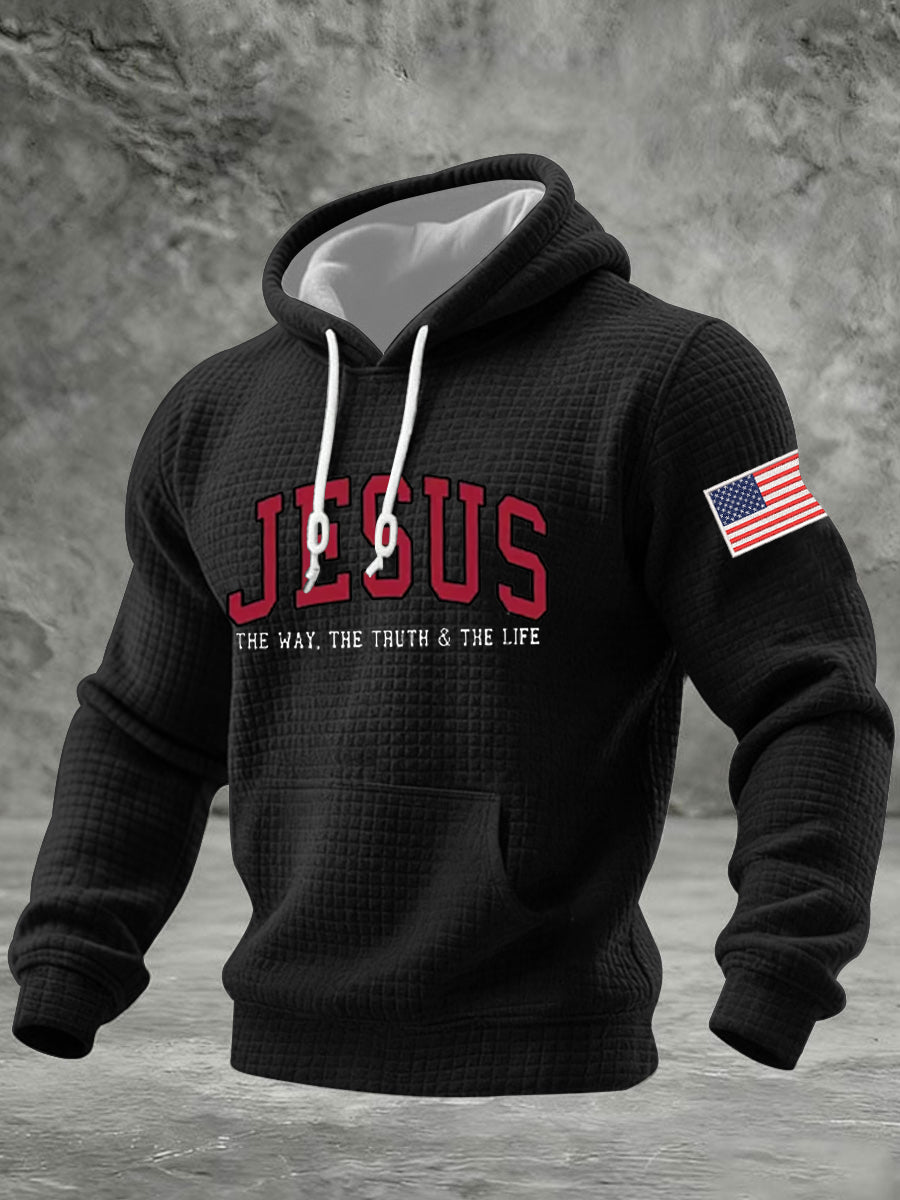 Men's  Jesus The Way The Truth The Life Checkered Cotton Hoodie