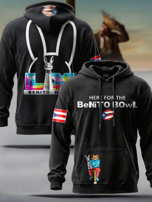 Unisex Funny Bunny Football Music Lover Printed Hoodie