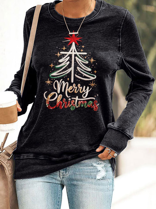 Women's Christmas Cross Print Casual Sweatshirt
