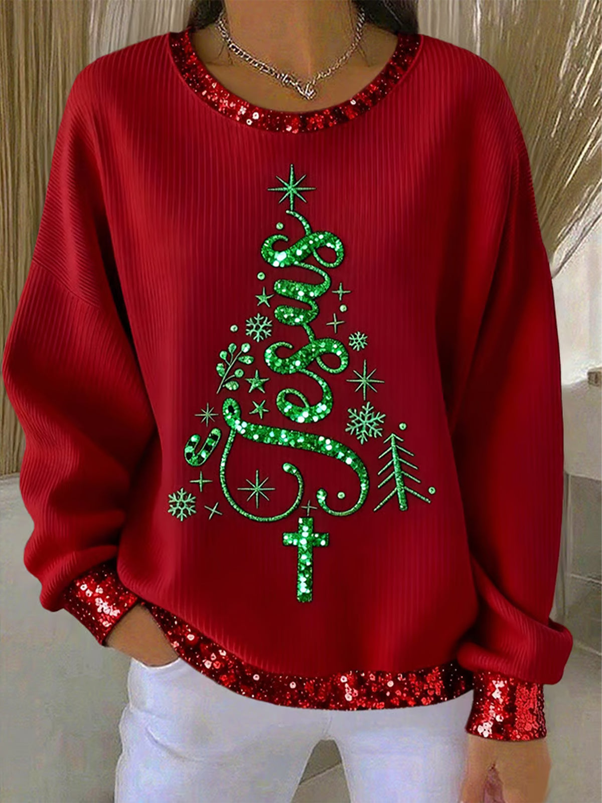 Women's Christmas Belief Print Casual Sweatshirt