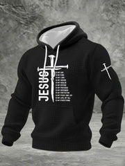 Men's Jesus Cross Checkered Cotton Hoodie