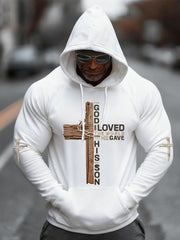 Men's Christian Cross John 3:16 Cross Print Casual Hoodie