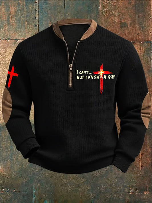 Men's Christian Bible Verses Faith Cross Printed Casual Top