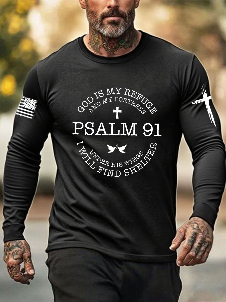 Men's God Is My Refuge And My Fortress Long Sleeve T-shirt
