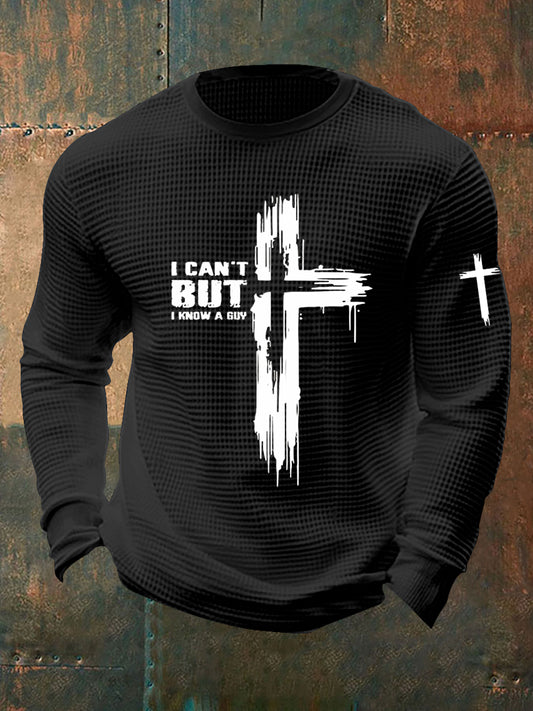 Men's Christian  I Can't... But I Know A Guy. Printed Waffle Long Sleeve T-Shirt
