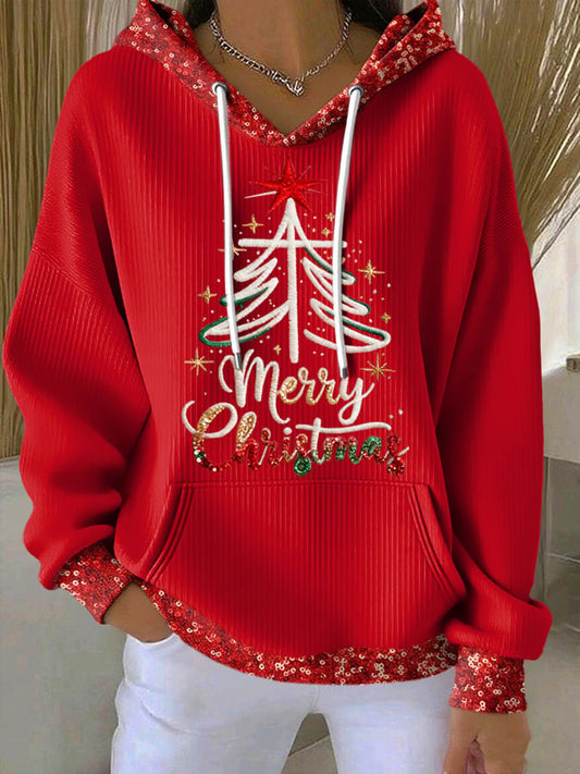 Women's Christmas Cross Print Casual Hoodie