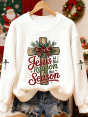 Women's Jesus Is The Reason For The Season Cross Flannel Hoodie