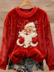 Women's Christmas Art Print Casual Flannel Sweater