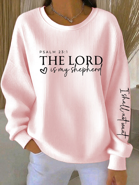 Women's Christian The Lord Is My Shepherd Ribbed Round-Neck Sweatshirt