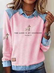 Women's The Lord Is My Shepherd Cross Print Casual Top