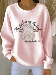 Women's Christian The Lord Is My Shepherd Ribbed Round-Neck Sweatshirt