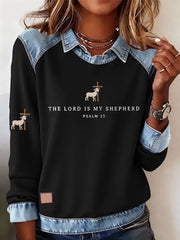 Women's The Lord Is My Shepherd Cross Print Casual Top