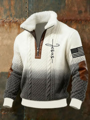 Men's Jesus Plush Stand Collar Shirt