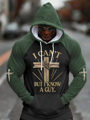 Men'sI Can't But I Know A Guy Cross Print Casual Hoodie