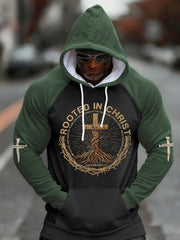 Men's Rooted In Christ Print Casual Hoodie