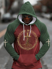 Men's Rooted In Christ Print Casual Hoodie