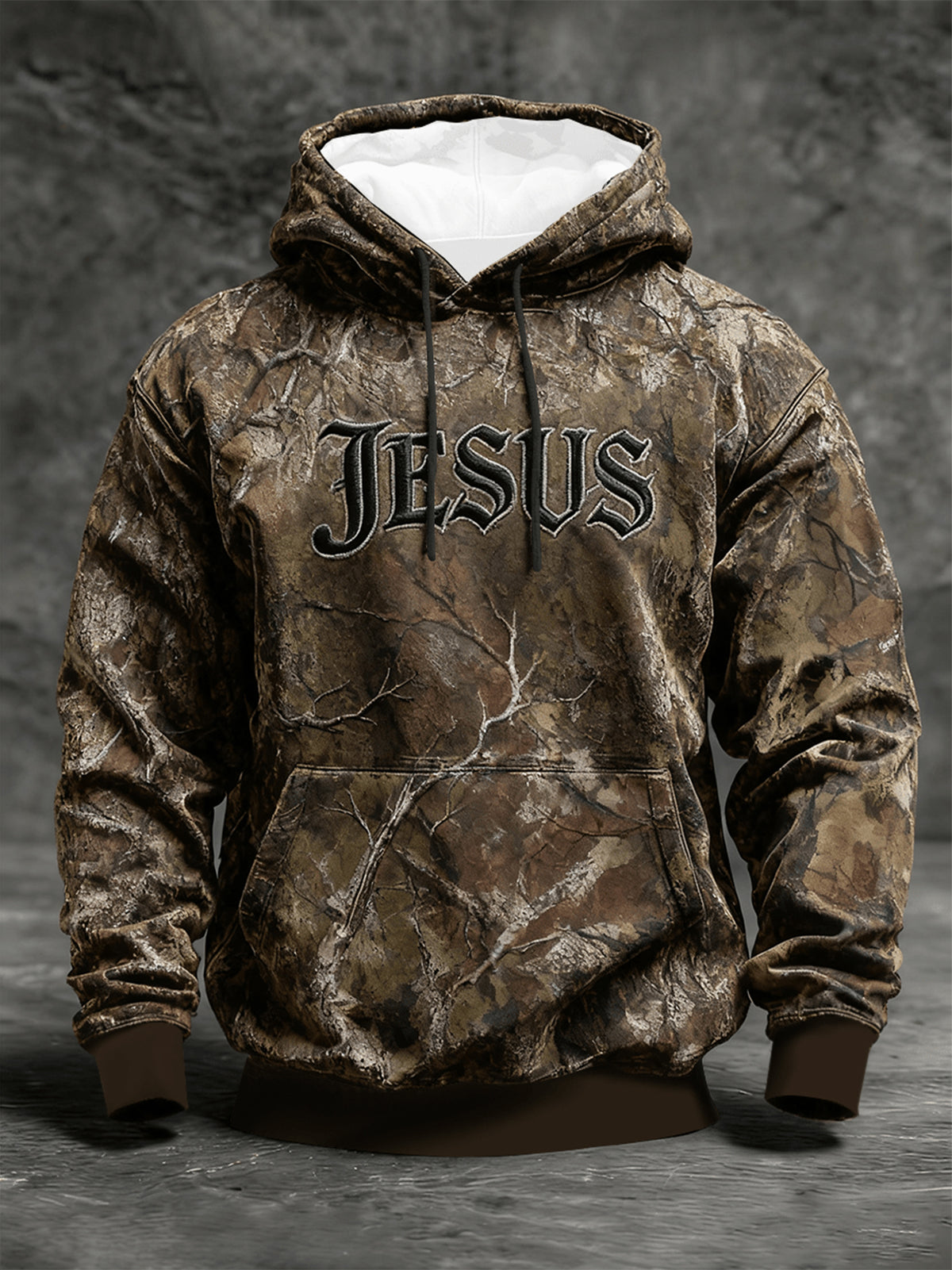 Men's Jesus Camo Oversized Drop-Shoulder Hoodie with Pockets